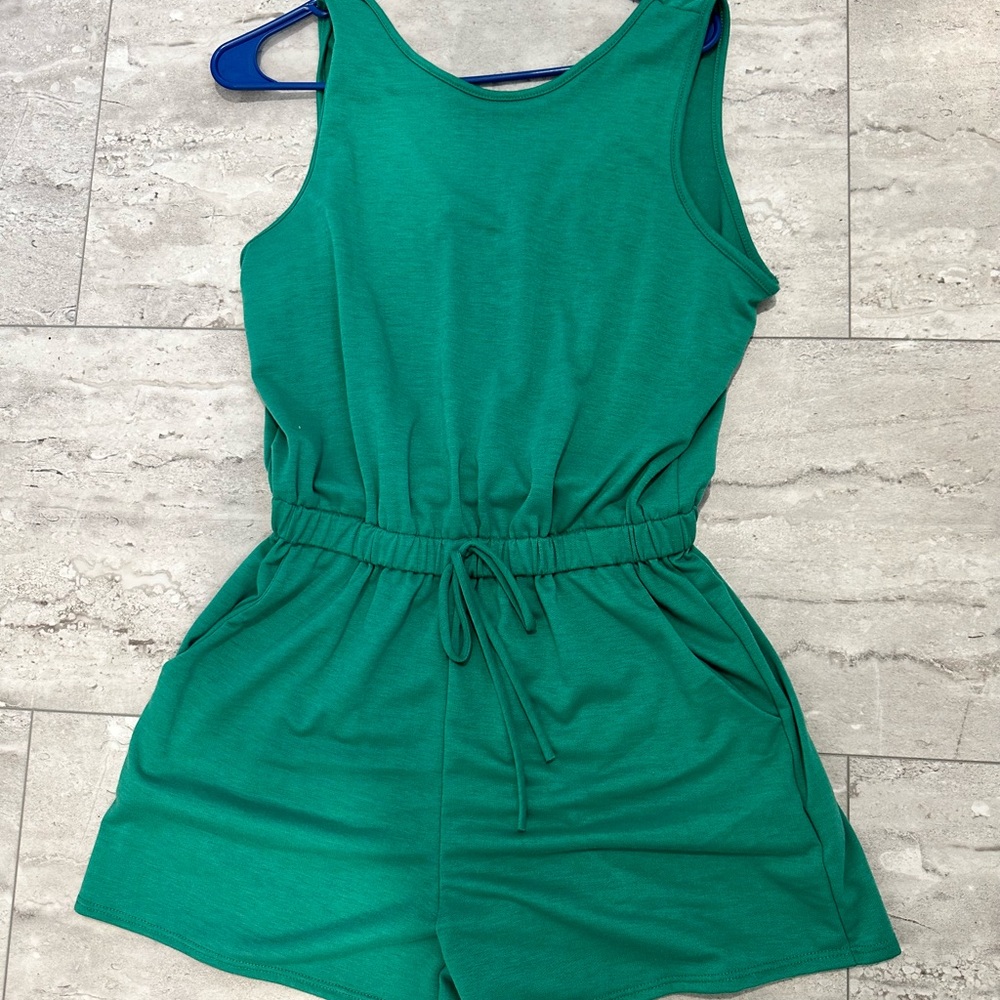 Green Sleeveless Romper
